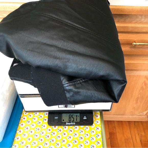 Torrid Womens 0 Black Grey Faux Leather Motorcycle Biker Full Zip Hoodie Jacket - Picture 10 of 10